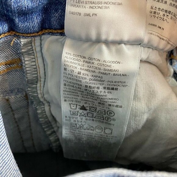 Levi Strauss Wedgie Skinny Slim Jeans Blue Rip 24 - Picture 9 of 10